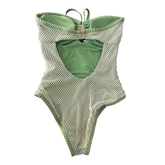 Lucky Brand Green Fishnet Swimsuit One Piece Green Medium - Picture 3 of 6